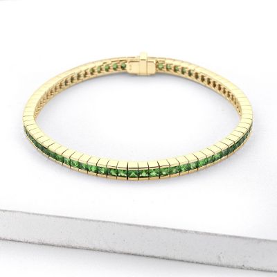 NEW YORK TSAVORITE GREEN GARNET BRACELET IN 14K GOLD by EQUALLI.COM