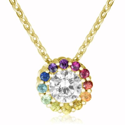 CONEY ISLAND GOLD PENDANT 14K RAINBOW FERRIS WHEEL