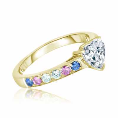 LAS VEGAS PINK BLUE PRIDE GOLD RING HEART CENTRE