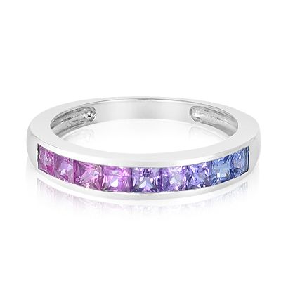 COLONGE OMNISEXUAL GRAYSEXUAL LABRYS LESBIAN PRIDE GENDERFLUX SPECTRUM SAPPHIRE RING SILVER