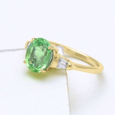CHARIS TSAVORITE GREEN GARNET ENGAGEMENT RING IN 18K GOLD by EQUALLI.COM
