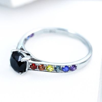 LAS VEGAS BLACK RING IN STERLING SILVER by EQUALLI.COM