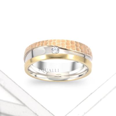 PAN ENGAGEMENT RING IN 14K GOLD WITH DIAMOND by Equalli.com