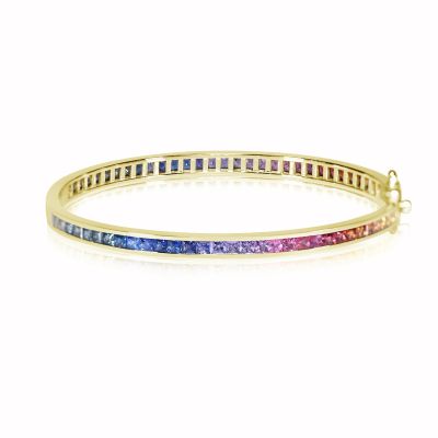 HAWAII UNICORN Gold Stack Bangle 8 Carats 2.5mm Princess Cut Pansexual Jewelry
