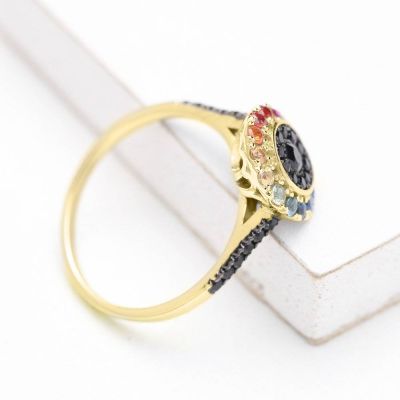 SYDNEY RING WITH BLACK DIAMOND IN 14K GOLD by EQUALLI.COM