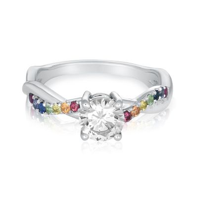 ROTHENBURG LESBIAN SILVER PROMISE RING SAPPHIRE & MOISSANITE OPTION