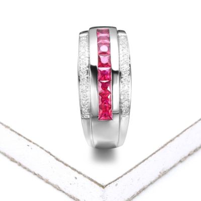 ALAINA MULTICOLOR RED RUBY & DIAMOND RING IN 18K WHITE GOLD