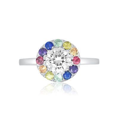 SINGAPORE FLYER PRIDE SILVER PROMISE RING NATURAL SAPPHIRE