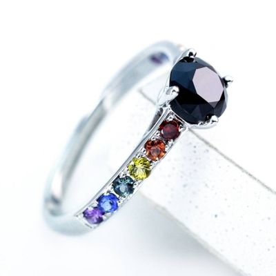 LAS VEGAS BLACK RING IN STERLING SILVER by EQUALLI.COM
