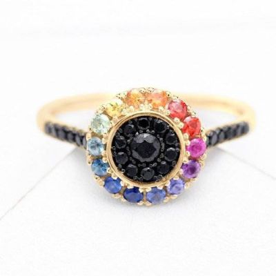 SYDNEY RING WITH BLACK DIAMOND IN 14K GOLD by EQUALLI.COM