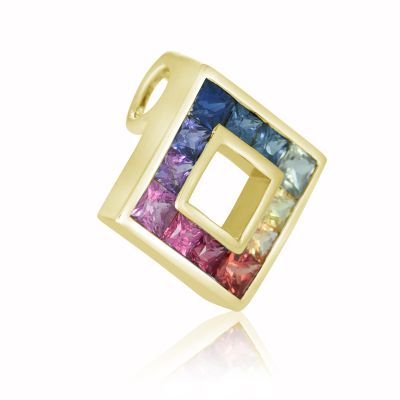 RICHMOND PENDANT IN 14K GOLD RAINBOW SQUARE CHARM