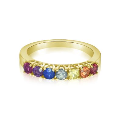 NEW MEXICO RING 14K Gold MINIMAL UNISEX RAINBOW SAPPHIRE GOLD RING