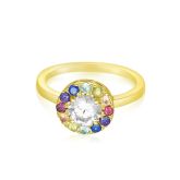SINGAPORE FLYER GOLD SAPPHIRE RING 14K RAINBOW PRIDE