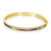 STOCKHOLM Pride 14K Diamond Pave Bangle & Unicorn Sapphire Bracelet Freedom Asexual Nonconforming