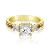 CENTRAL SQUARE RING 14K 18K SOLID GOLD LGBT PRIDE ENGAGEMENT WEDDING RING