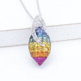 EVELYN RAINBOW SAPPHIRE & DIAMOND PENDANT IN 14 OR 18K GOLD