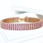 14 Carat Pink Sapphire Prong Set Tennis Bracelet 14K Pink Rose Gold by Equalli.com