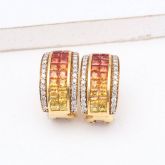 Sunset Sapphire & Diamond 18K Gold Earrings (3.10ct tw)