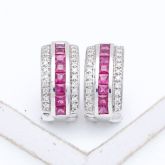 Red Ruby & Diamond 18K Gold Earrings (1.6ct tw)