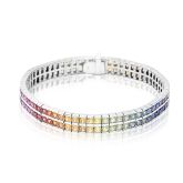 20 CARAT SAPPHIRE ROUND CUT 3.0MM CHELSEA BRACELET IN 925 STERLING SILVER