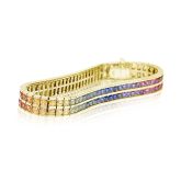 20 CARAT ETERNITY BRACELET ROUND CUT SAPPHIRE 3.0MM IN 14K GOLD