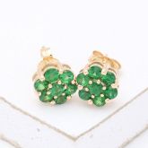 CALLIE TSAVORITE GREEN GARNET CLUSTER EARRINGS 14K YELLOW GOLD (2CT TW) by EQUALLI.COM