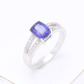 MALORY RARE COLOR CHANGE TANZANITE & DIAMOND RING IN 14K WHITE GOLD - RING SIZE 7.5 by EQUALLI.COM