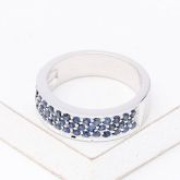 MAINE BLUE SAPPHIRE 6.5mm RING IN STERLING SILVER