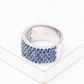 MAINE BLUE SAPPHIRE 9.5mm RING IN STERLING SILVER