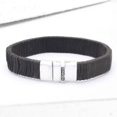 MATT LEATHER BRACELET IN GREY by EQUALLI.COM
