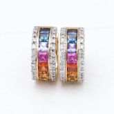 JENNIFER RAINBOW SAPPHIRE & DIAMOND EARRINGS IN 14K GOLD
