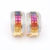 ARIANNA RAINBOW SAPPHIRE & DIAMOND EARRINGS IN 18K GOLD