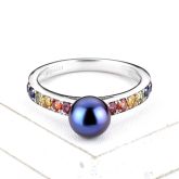 LAS VEGAS RING IN STERLING SILVER W / BLACK PEARL by EQUALLI.COM