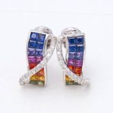 ABIGAIL RAINBOW SAPPHIRE & DIAMOND EARRINGS IN 18K GOLD