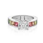 LAS VEGAS LARGE PRINCESS CUT RING IN SILVER