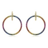 RHODE ISLAND Gay Providence 14K Gold Diamond Earrings w/ Unicorn Color Sapphire 8 Carats Handmade Jewelry Gift for Pride People