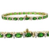 15 CARAT GREEN GARNET & DIAMOND TENNIS BRACELET IN 14K AND 18K YG - 7 INCHES BY EQUALLI.COM