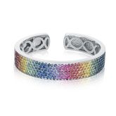 KEY WEST SILVER CUFF BANGLE GEMSTONE SOLID BRACELET SPRING HINGE