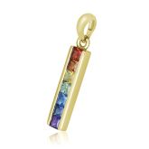 WELLINGTON GAY BAR Rainbow Sapphire 1.3 Carat Pendant in 14K Yellow, White, or Rose Gold 1.3 Carat Natural Sapphire