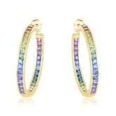 CHATTANOOGA Queer Earrings Ombre Sapphire 8 Carats Unicorn Color Asexual Jewelry For Gay Babe Hoop Earrings in 14K Gold